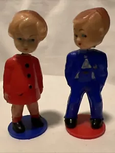 Magnetic Head Kissing Dolls Celluloid Bobble Head Boy Girl Hong Kong Vintage - Picture 1 of 11