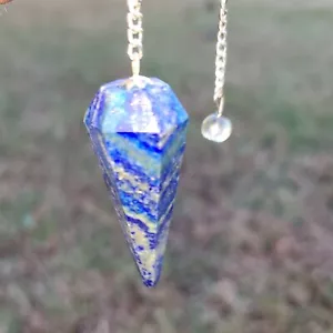 Outil de divination pendule radiesthésie cristal cône facetté lapis-lazuli alias lāzaward - Photo 1 sur 5
