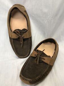 Ugg Byron Brown Suede Wool Shearling Slip on Slippers Moccasins Loafers 11 44.5