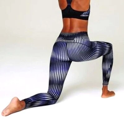 IVY PARK S Kaleidoscope Full Length Workout Leggings Blue Black Beyoncé NWOT - Image 1 of 4