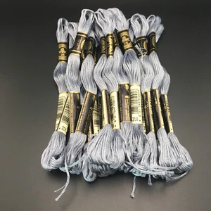 Lot of 14 Skeins DMC Size 25 Floss. Steel Gray (#318) 100% Cotton 6 Ply France - Picture 1 of 8