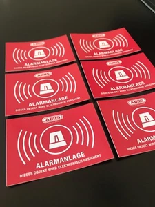 6x Abus Alarm Aufkleber 72x51 mm Objektschutz Fenster Einbruch Sicherung Notruf - Bild 1 von 2