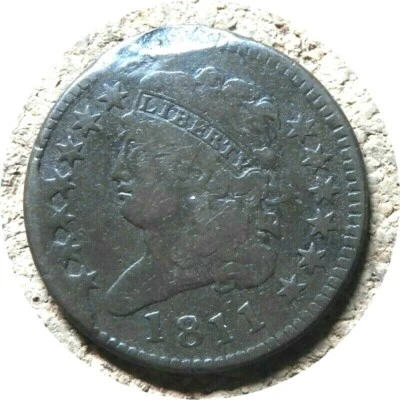 elf Classic Head Half Cent 1811  Wide Date Four Star Die Break - Image 1 of 3