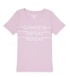 Athletic Works Mädchen Gr. XS Grafik T-Shirt Compete Defeat Repeat lila - Bild 1 von 3