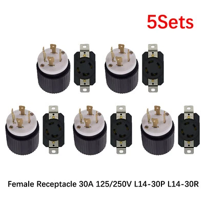 5* RV AC plug&socket L14-30 macho plug&female receptáculo 125/250V L14-30P L14-30R - Imagem 1 de 4