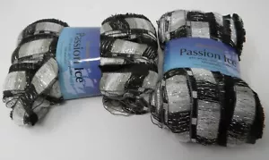 2 Skeins Plymouth Yarn PASSION ICE Metallic Yarn 100 Scarf Ruffle Black Silver - Picture 1 of 1