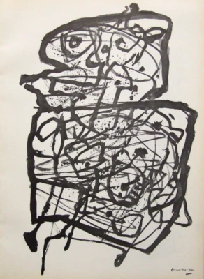 CORNEILLE montado vintage repro impresión 14 x 11"" 1960 COBRA art brut SC57 Foto 1 de 2