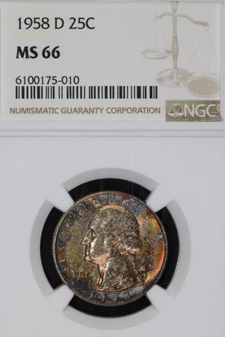 1958 D Washington Quarter NGC MS66 Toned *DoubleJCoins* 1800-56 Cover