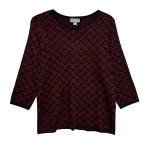 Liz Claiborne, Dark Burgundy and Black Geometric Print Pullover Sweater, size XL - Picture 1 of 4