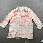 Chicos Top Womens 2 Floral Floral Long Sleeve Button Up Shirt Linen Half Sleeve