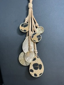 Neu mit Etikett Dauplaise Leopardenmuster Träne Halskette atemberaubend Gold mit Leder FF32 - Bild 1 von 8