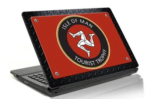 AUTOCOLLANT STICKER COUVERCLE ORDINATEUR PORTABLE MOTO ISLE OF MAN TT OP018 - Imagen 1 de 1