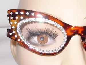 UNIQUE BOUTIQUE READING GLASSES BROWN CATEYE DIAMOND DECORATION 2.50 STRENGTH - Picture 1 of 5