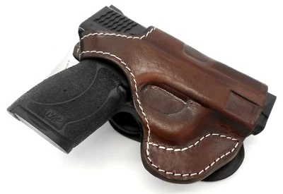 TAGUA PREMIUM Brown Leather Thumb Break Rotating PADDLE Holster S&W M&P SHIELD - Image 1 of 4