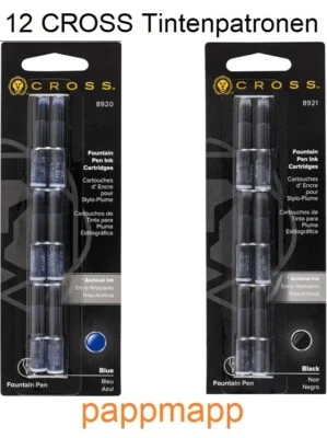 12 CROSS Tintenpatronen - Farbe nach Wahl - Füller Patronen blau, schwarz, - Bild 1 von 3