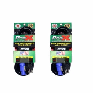 2 PowerCon Cables 14 AWG 6ft High Performance A Blue to AC Edison 3 Prong Male - Picture 1 of 1