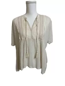 NWT Anthropologie Patrons Of Peace Women's M Boho Style Top Shirt Short Sleeve - Picture 1 of 5