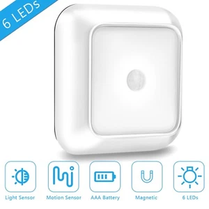 Motion Sensor LED Night Light Under Cabinet Lights Battery Powered Square Light - Picture 1 of 8