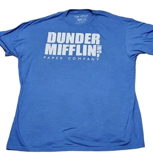 The Office Dunder Mifflin Shirt Adult 2XL XXL Blue Short Sleeve Cotton Mens *C1 - Picture 1 of 3