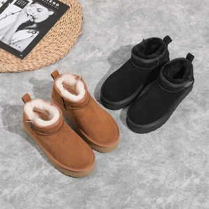 UGG Boots Womens Australian Sheepskin Wool Ankle Zipper Platform Boots Non-slip - Picture 1 of 17