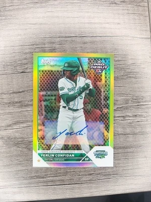 2023 Topps Pro Debut - Yerlin Confidan #PD-142 Gold Foil Autographs /50 (AU, RC) - Image 1 of 2