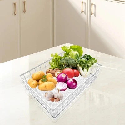 Cestino portaoggetti in filo metallico, vassoio portaoggetti impilabile, - Immagine 1 di 4