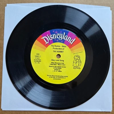 THE HOBBIT The Rankin/Bass DISNEYLAND 33rpm 7" Record Vinyl RARE TOLKIEN - Image 1 of 2