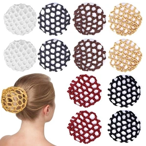 12Pcs Ballet Dance Bun Covers Stretchy Elastic Women Hair Nets Handmade Crochet - Picture 1 of 7
