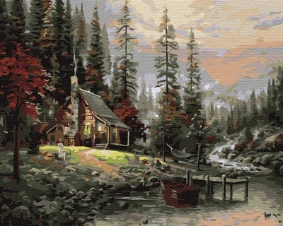 ARTNAPI Malen nach Zahlen auf Keilrahmen Berghaus 50x40cm Bild Ausmalen nach Zahlen