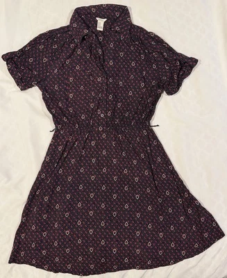 Vestido camisa babydoll vintage Y2K Forever 21 preto vermelho paisley anos 90 sirene de escritório - Imagem 1 de 4