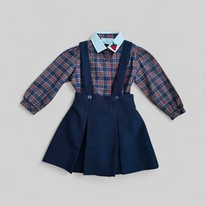 VTG Florence Eiseman Dress School Girl Plaid Strawberry Jumper 2 Pc. Toddler 3T - Picture 1 of 8