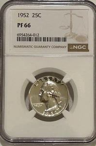 1952 Proof Washington Silver Quarter NGC PF66 - Picture 1 of 8