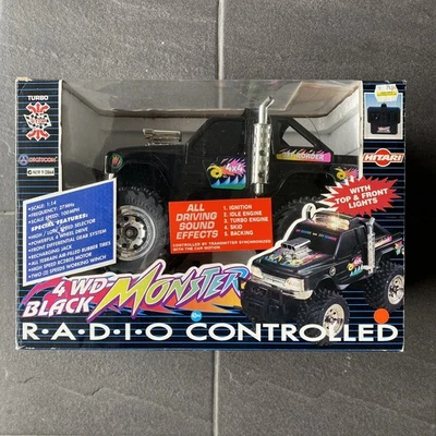 Vintage 90s DIGITCON Hitari 4WD Black Monster RC Truck remote controlled - Image 1 of 4