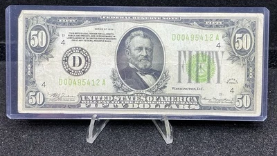 1934 $50 Federal Reserve Note, Cleveland, Ohio Lime Green Z70 - Image 1 of 2