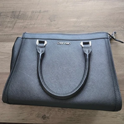 Calvin Klein Black Satchel Handbag Purse Top Zip Closure Elegant - Image 1 of 4