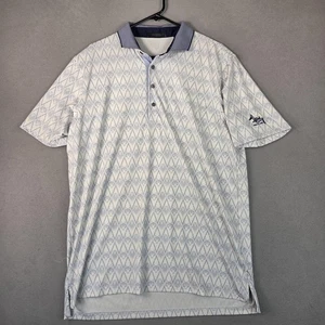 Camisa Polo Greyson Para Hombre Grande Blanca Azul Estampado Lobo Golf Pelícano Lagos Elastizada - Imagen 1 de 9
