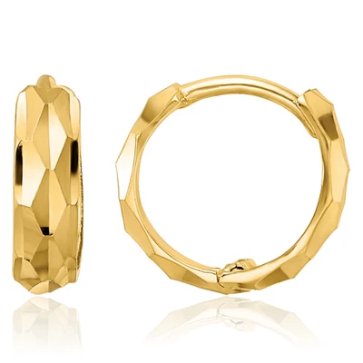 14K Solid Yellow Gold Round Huggie Mini Hoop Earrings - Image 1 of 4