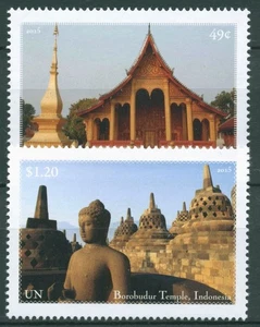 ONU Nueva York 2015 UNESCO Sudeste Asiático Edificios 1481/82 MNH. - Imagen 1 de 1