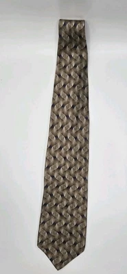 Corbata de hombre de hoy 100 % seda italiana marrón y azul diseño geométrico corbata para el cuello Foto 1 de 4