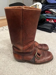 Vintage Frye Campus Roper Stiefel 12D eckige Zehenpartie Black Label braun Made in USA - Bild 1 von 15