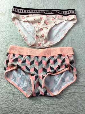 Juego de 2 bragas cortas geométricas Victoria's Secret ROSA melocotón* para mujer*M*NUEVAS SIN ETIQUETAS Foto 1 de 4