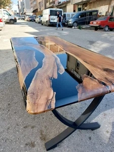 Epoxy Resin acacia fair wood rectangle dining coffee table housewarming gift - Picture 1 of 7