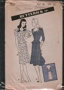 3031 Vintage Butterick SEWING Pattern Juniors 1940s Suit Frock Jacket Blouse OOP - Picture 1 of 2