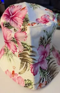 Fashion Cotton Girls Summer Printed Bucket Hat Fuchsia Floral Print - Picture 1 of 2