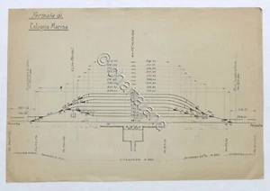 Eisenbahnen - Linie Ancona Pescara - Halteplan von Cologna Marina - ca. 1930 - Bild 1 von 2