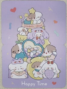 Kawaii Bunny Rabbits  "Happy Time" mini pop up greeting card without envelope - Picture 1 of 1