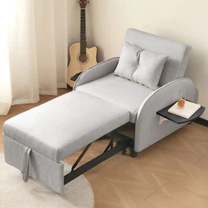 Einzelsofa ausziehbarer Schlafsofa Sofabett Liegesessel mit Bettfunktion Grau - Bild 1 von 20