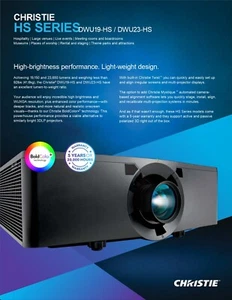 CHRISTIE DWU23-HS with 0 HOURS Laser Projector 23,650 Lumens   Christie Warranty - Picture 1 of 2