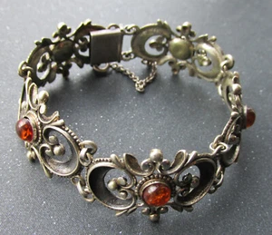 Pulsera antigua ámbar báltico plata 835 21,3 g. - Imagen 1 de 8