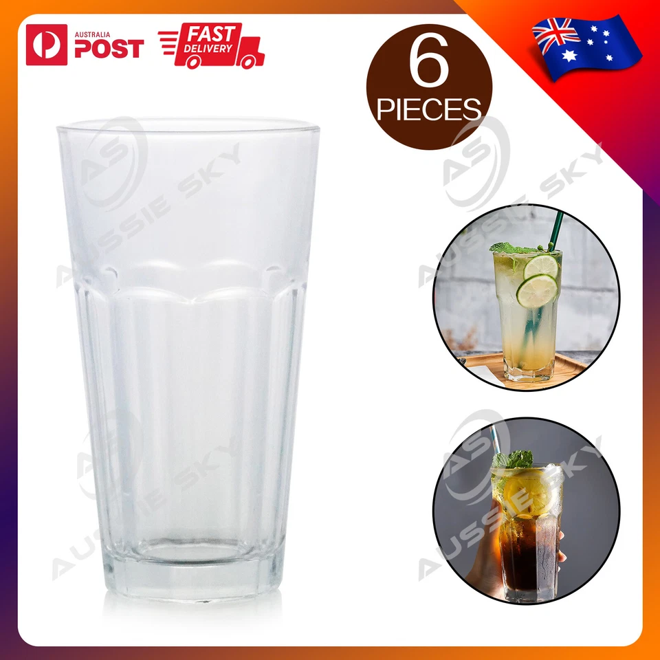 6Pcs Highball Drinking Glasses Tumblers Thick Sturdy Drinking Tumbler Heavy Base - image 1 of 3